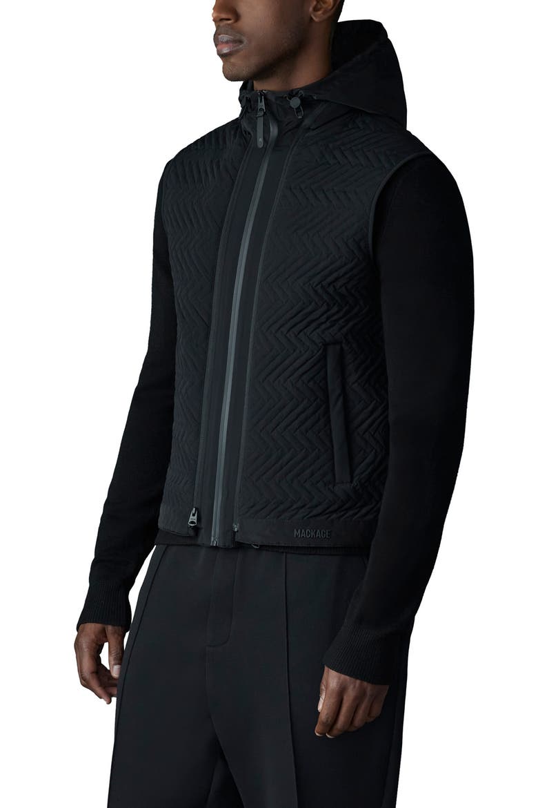 Barrett 2-in-1 Quilted Hybrid Recycled Down Jacket, Alternate, color, BLACK