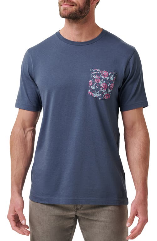 Travismathew Flourish Floral Pocket T-shirt In Mood Indigo/vintage Indigo