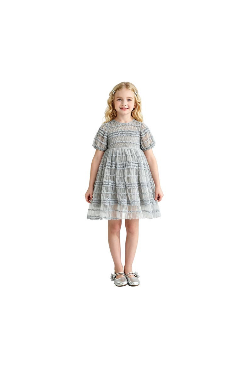 Mist Ruffle Dress, Alternate, color, Silver