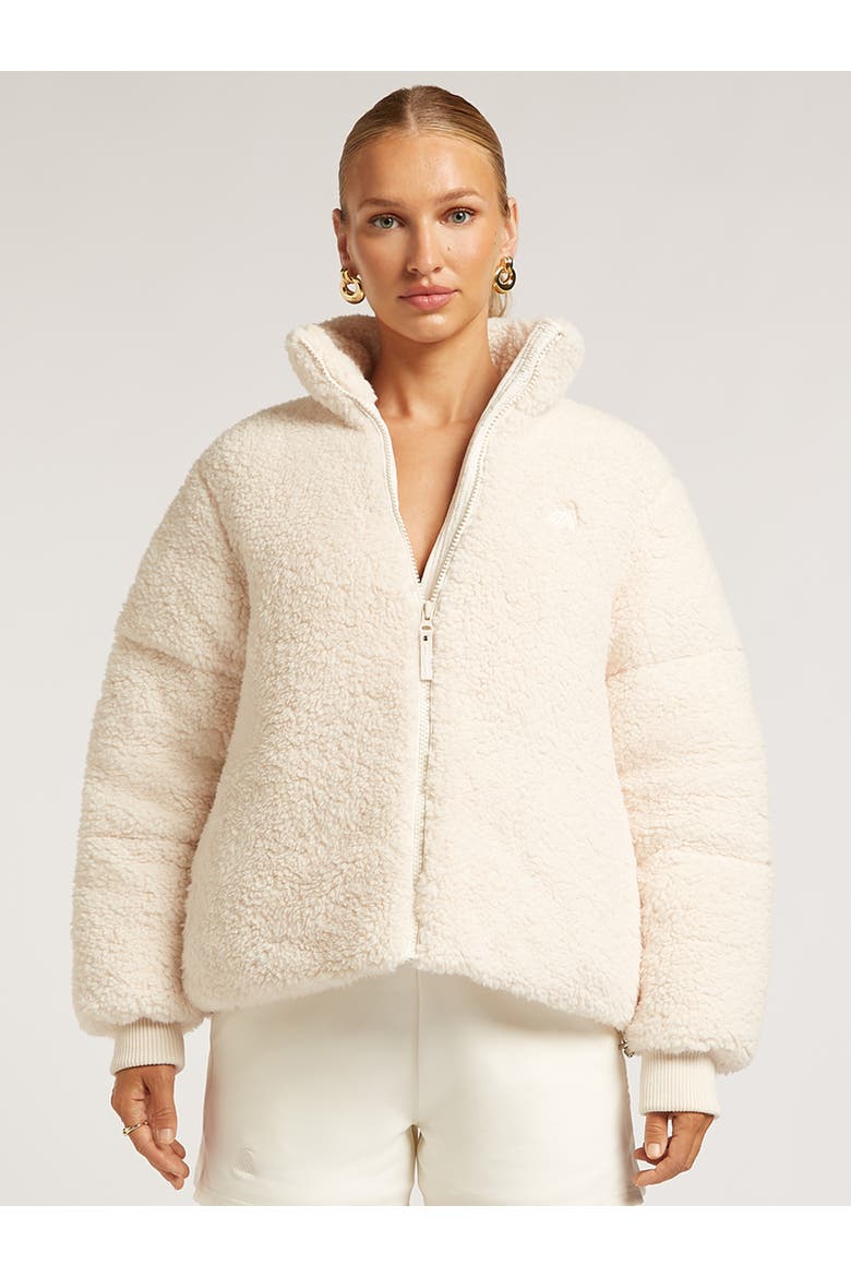 Gigi High Collar Zip Fleece Jacket, Main, color, Cream