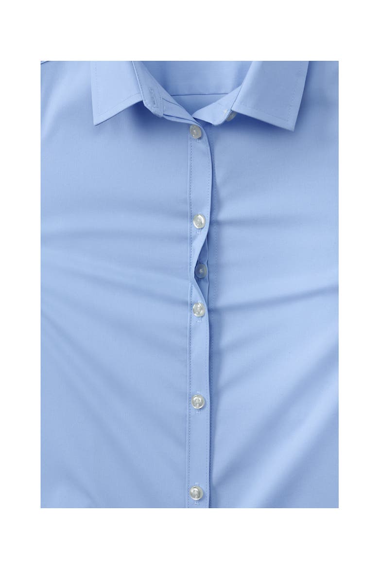 School Uniform Girls No Gape Short Sleeve Stretch Shirt, Alternate, color, Light Sea Blue
