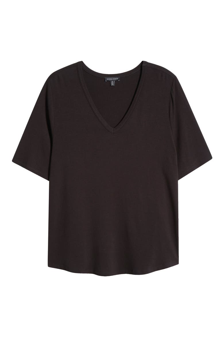 Lily Liquid Jersey V-Neck T-Shirt, Alternate, color, BLACK