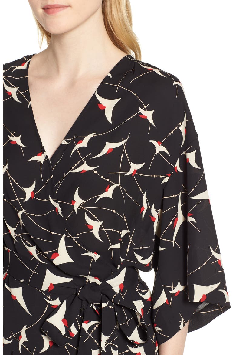 Wrap Blouse, Alternate, color, BLACK SUMMER BIRD
