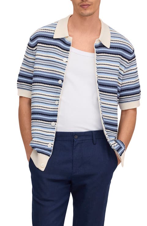 Nolan Striped Organic Cotton Polo Cardigan