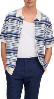 NN07 Nolan Striped Organic Cotton Polo Cardigan