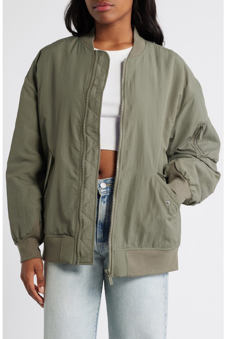 Oversize Bomber Jacket, Main, color, DUSTY OLIVE