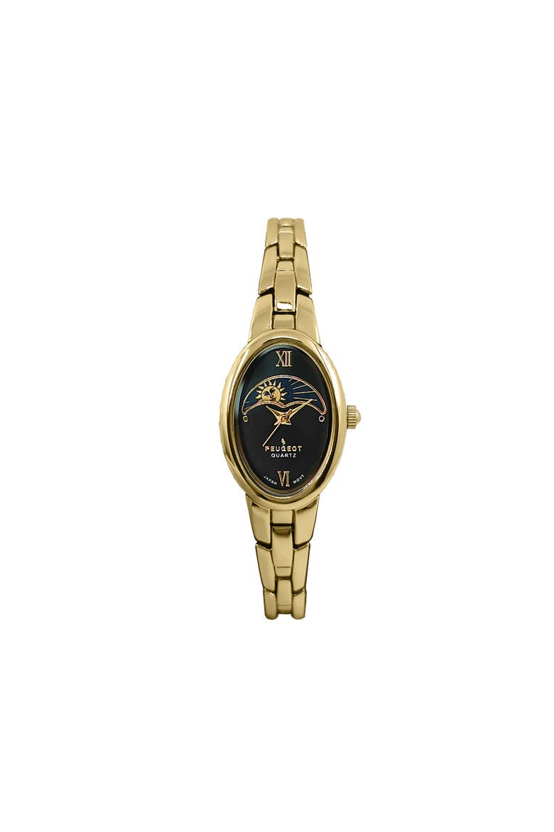 Sun Moon Oval Link Bracelet Watch- 30x25MM, Main, color, Black