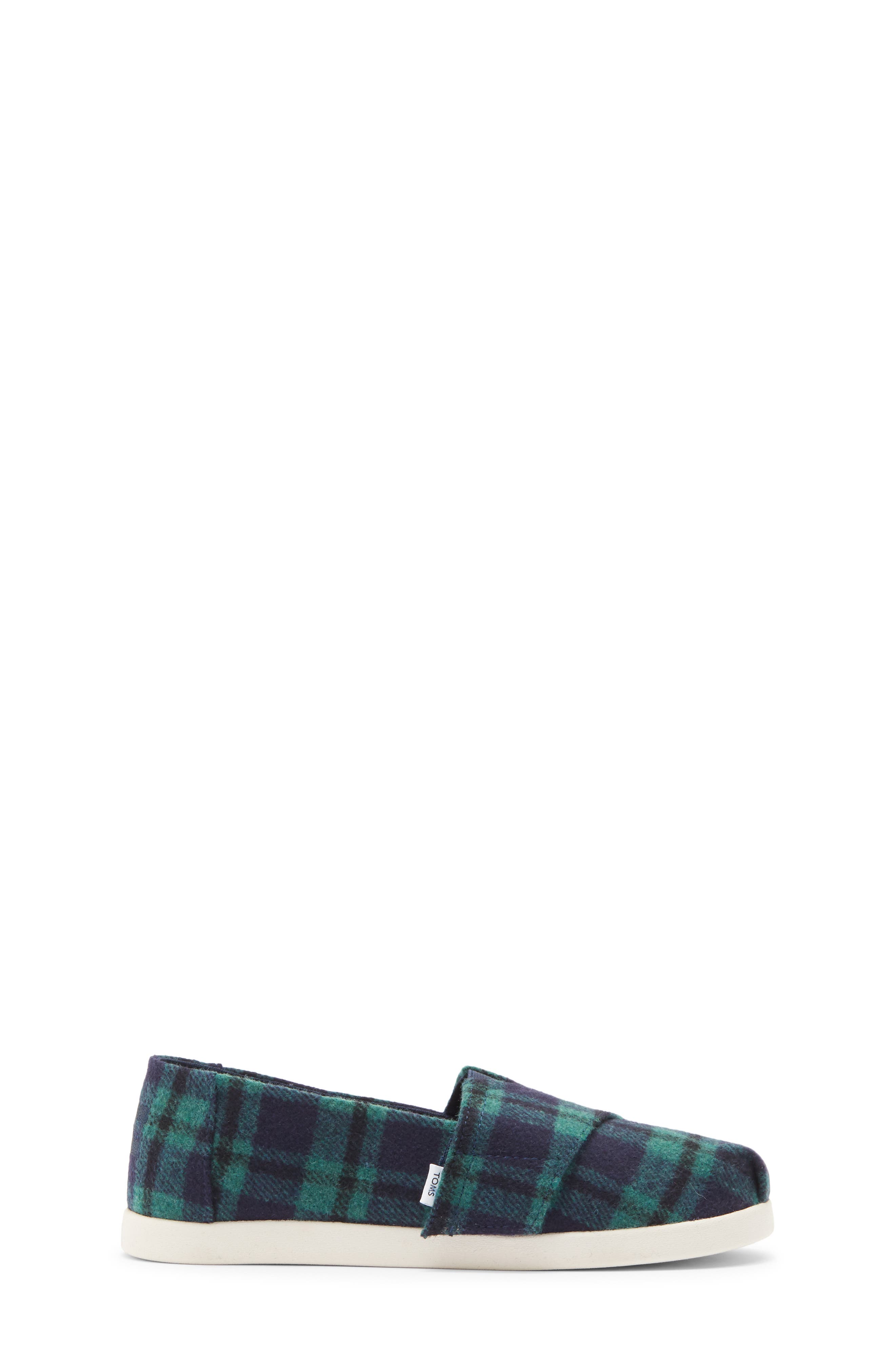 TOMS Kids' Alpargata Sneaker, Alternate, color, Navy Plaid