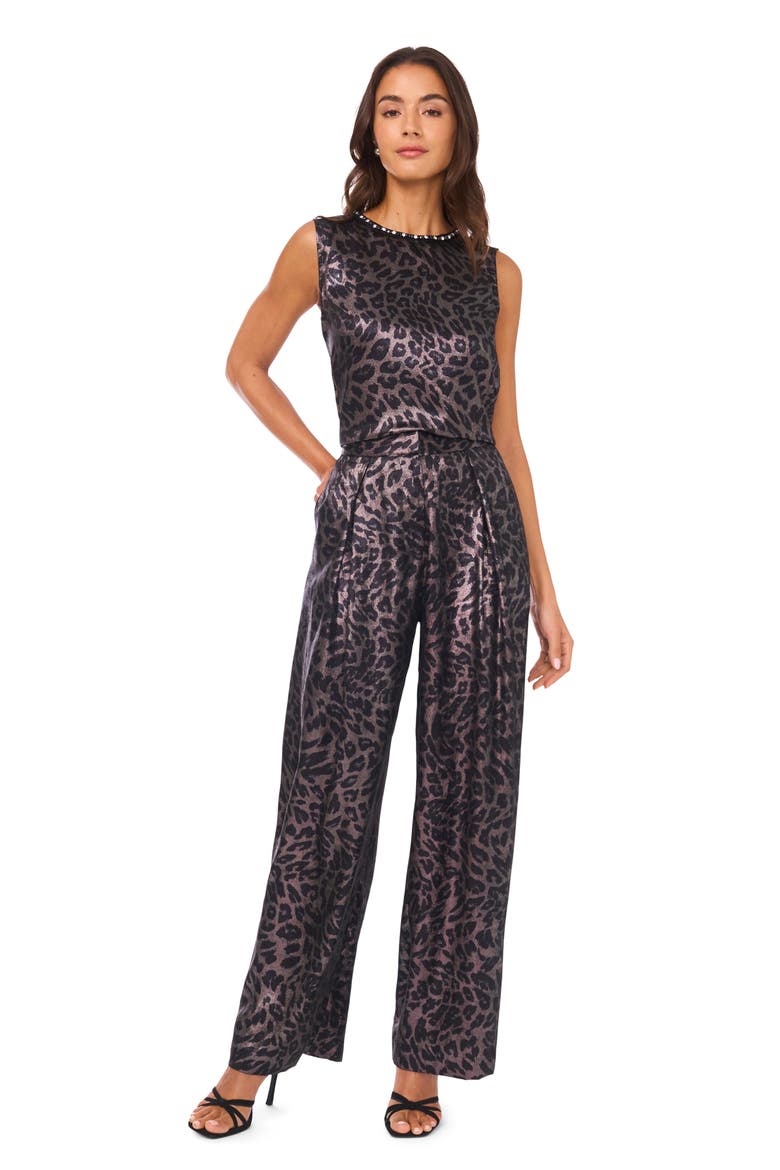 Metallic Wide Leg Pants, Alternate, color, RICH BLACK