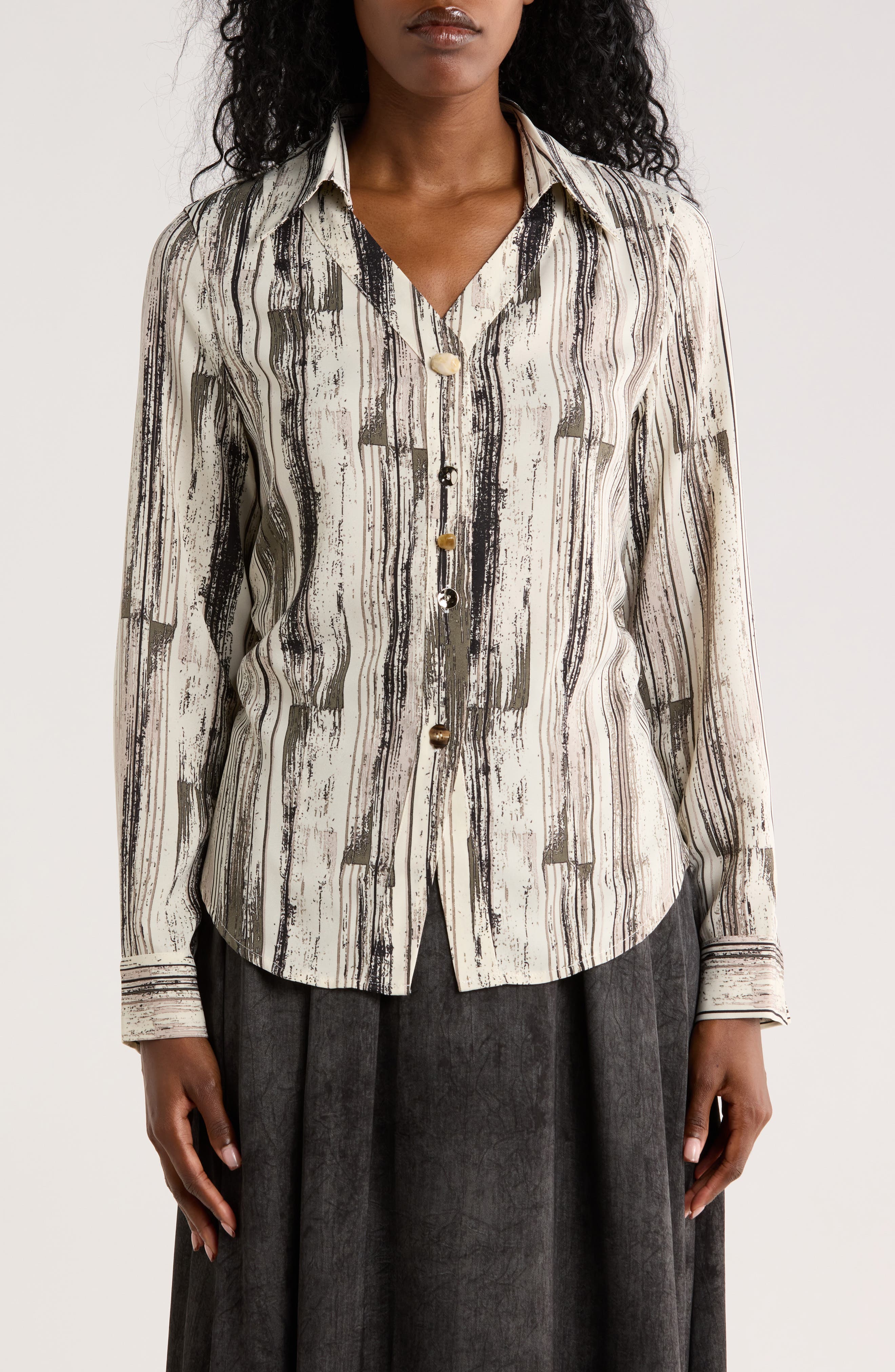 Print Button-Up Shirt - image 3