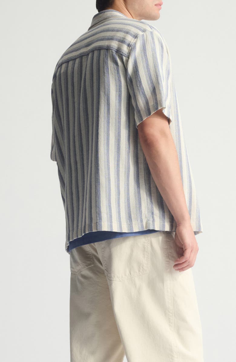 Brooklyn Industries Stripe Short Sleeve Cotton Button-Up Shirt, Alternate, color, Turtledove