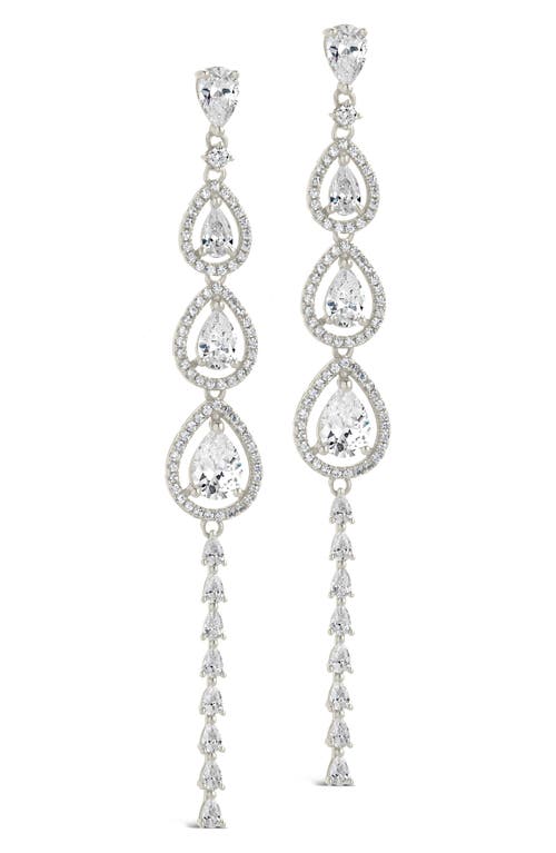 Sterling Forever Angela Cubic Zirconia Drop Earrings In Silver