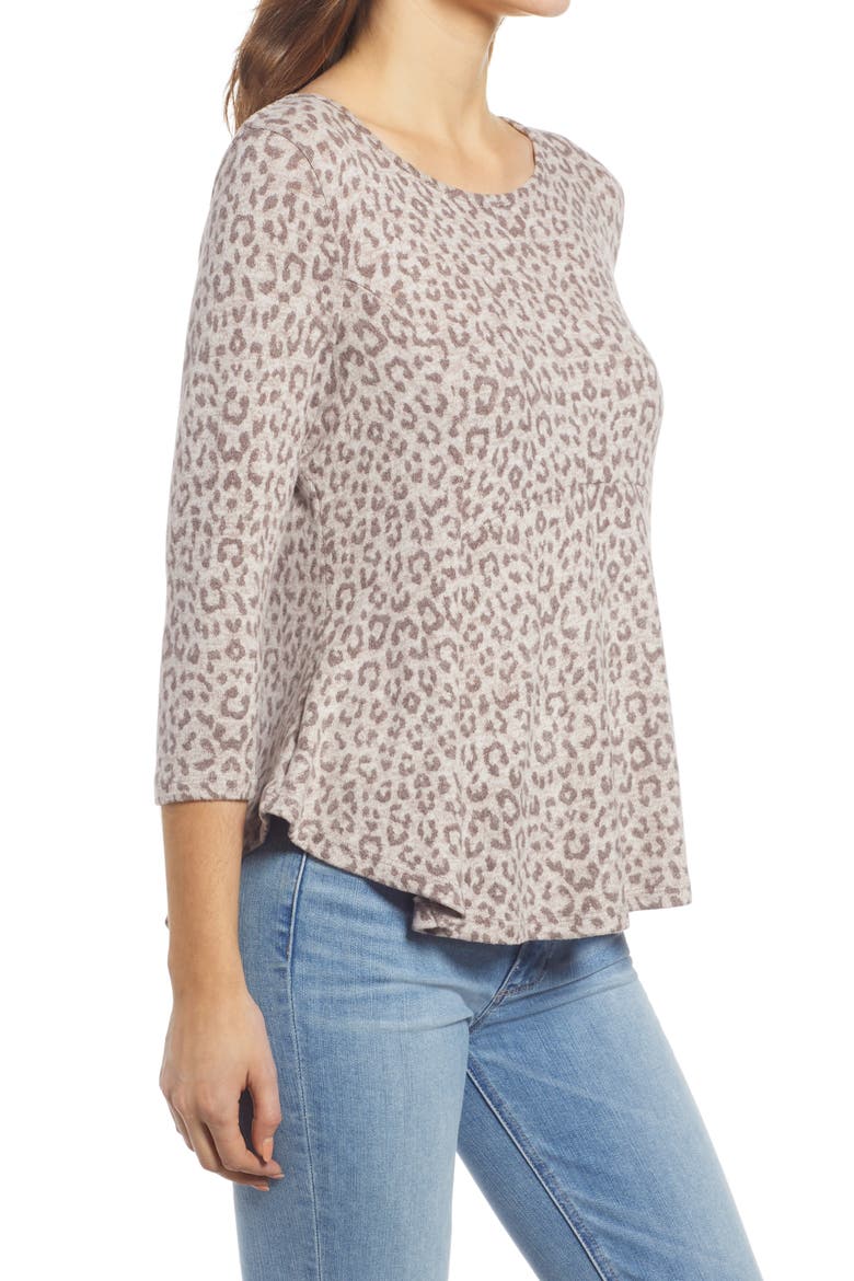 Babydoll Top, Alternate, color, OATMEAL LEOPARD