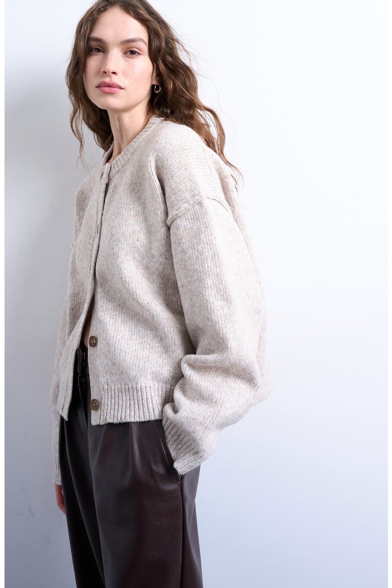 Exposed Seam Relaxed Fit Cardigan, Main, color, WHITE