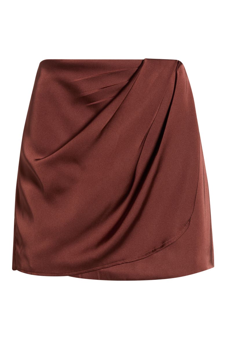 Catrina Satin Miniskirt, Alternate, color, RUST BROWN