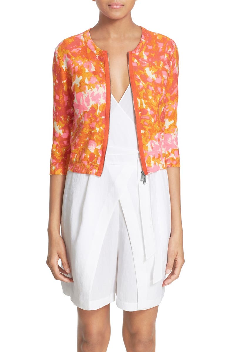 Tracy Reese Front Zip Cotton Cardigan, Main, color,