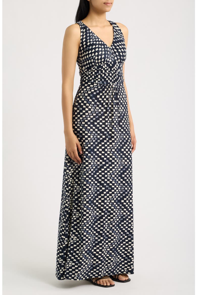 Ruched Empire Waist Maxi Dress, Alternate, color, BLACK/ IVORY