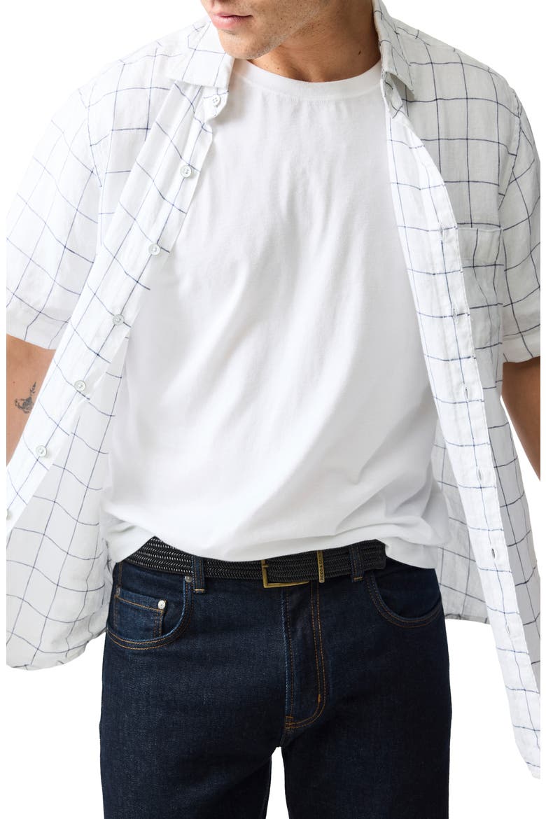 Avonden Check Short Sleeve Linen Button-Up Shirt, Alternate, color, IVORY