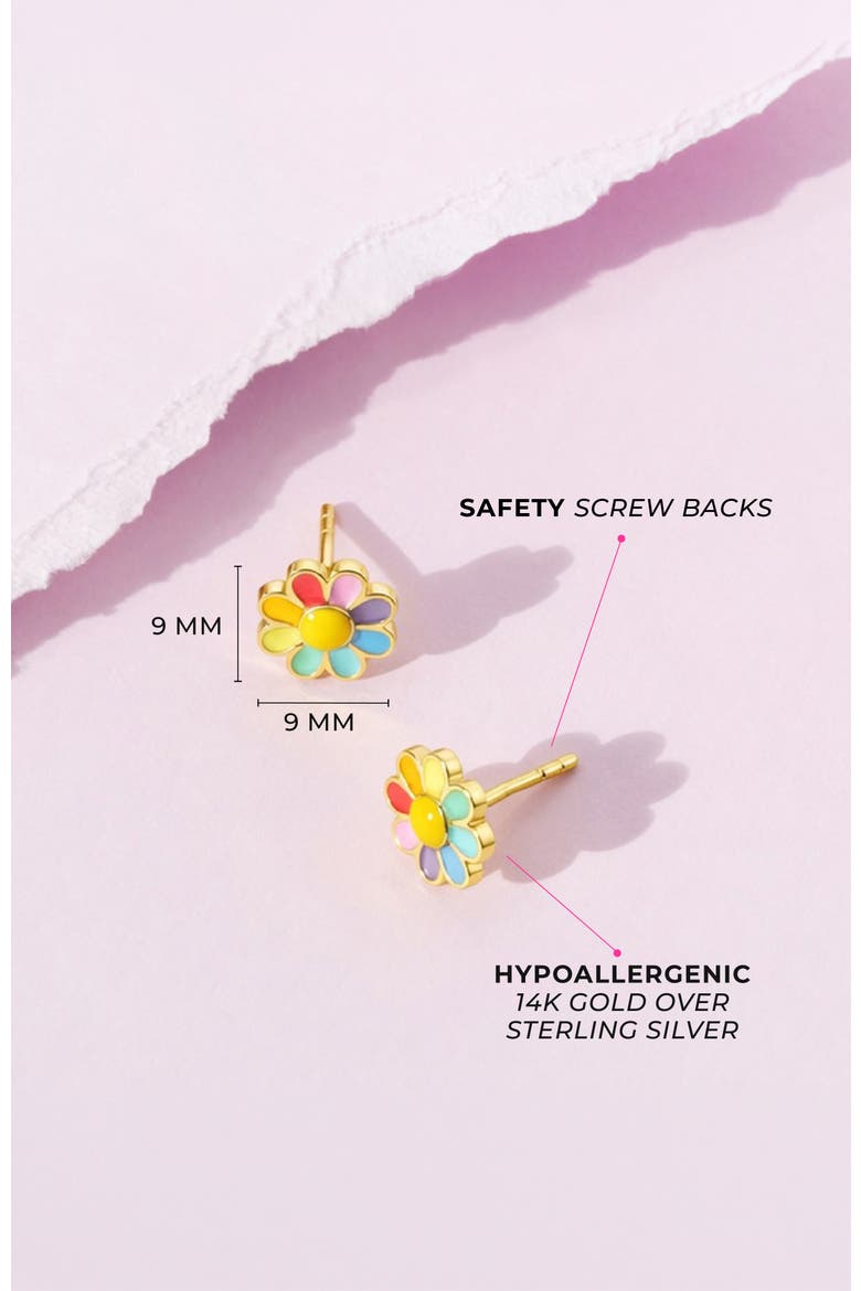 Rainbow Daisy Plated Earrings, Alternate, color, Multi-Color