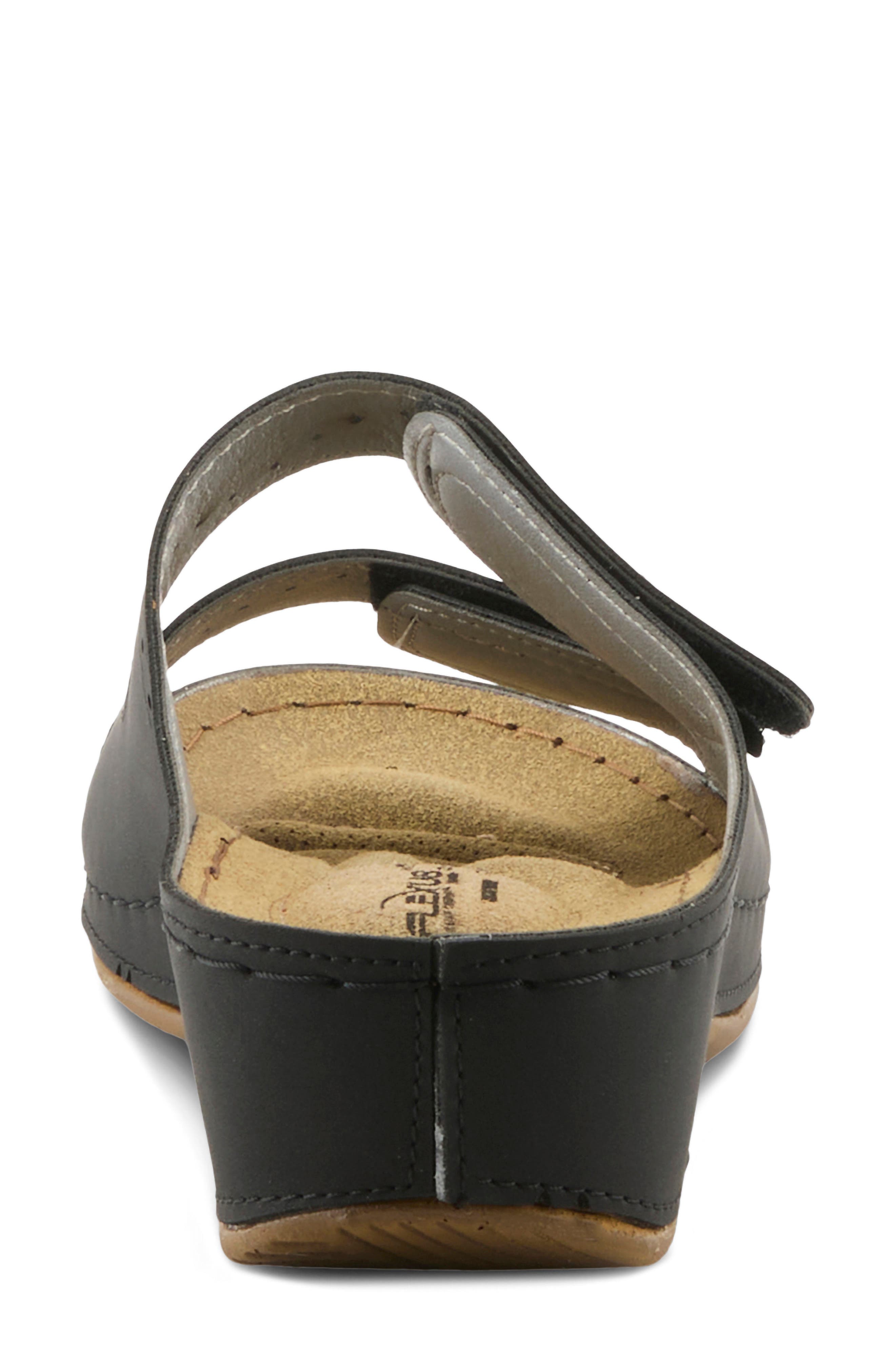 Double Strap Wedge Sandal, Alternate, color, BLACK