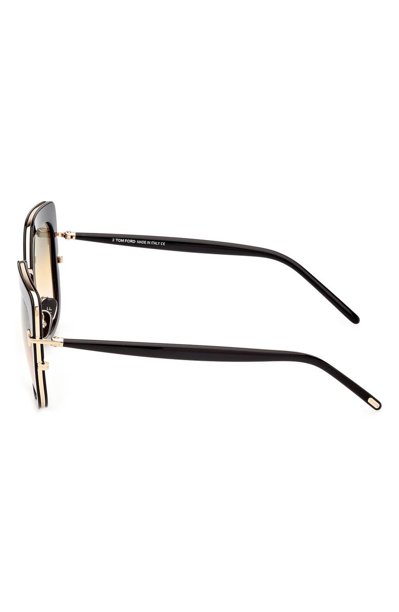 TOM FORD Virginia 55mm Gradient Square Sunglasses, Alternate, color, Shiny Black / Gradient Smoke