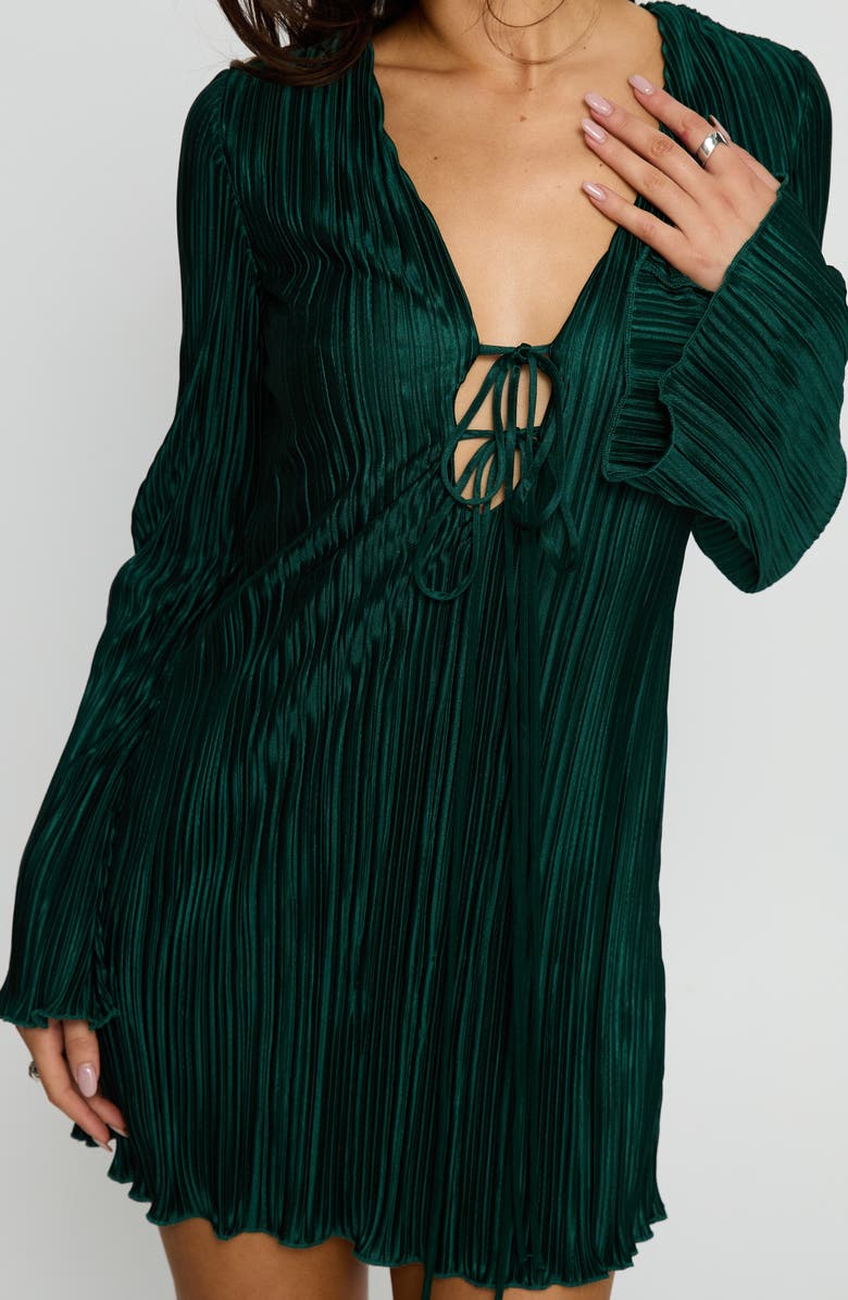 Princess Polly Malop Plissé Long Sleeve Minidress, Alternate, color,