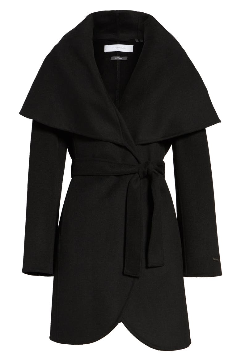 Marla Double Face Wool Blend Wrap Coat, Alternate, color, BLACK