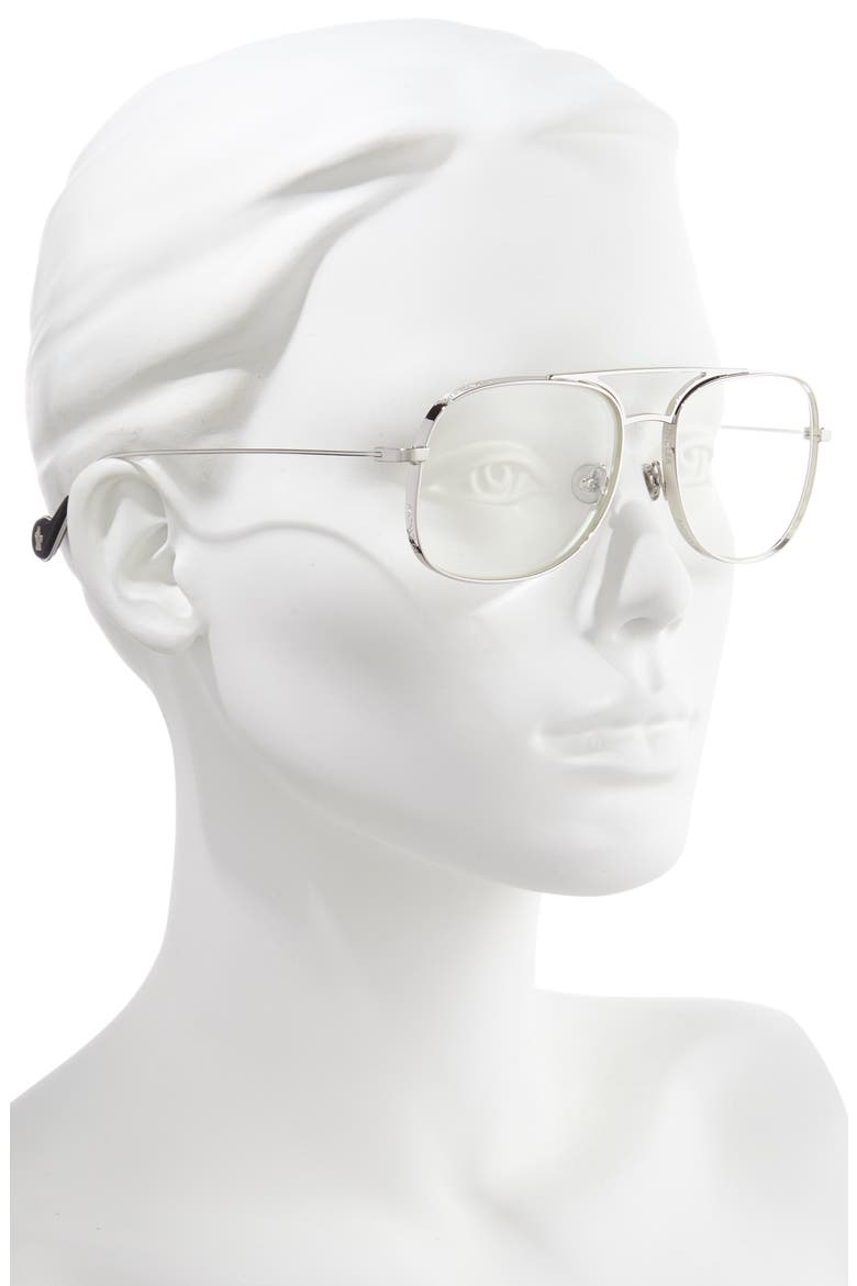 57mm Optical Glasses, Alternate, color, SHINY PALLADIUM/ CLEAR