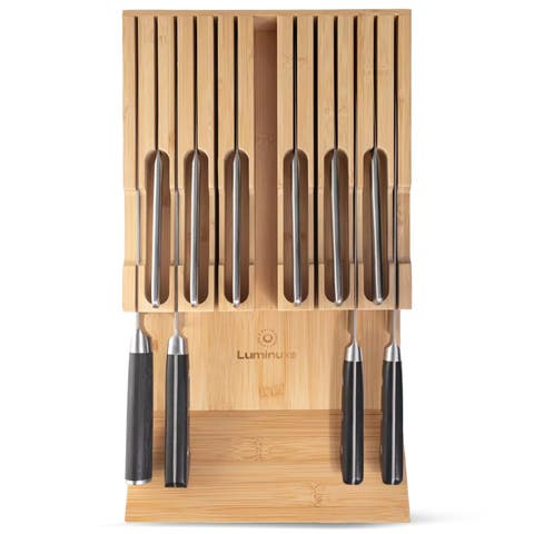 Expandable Wooden Non‑Slip Durable Knife Block Drawer Organizer