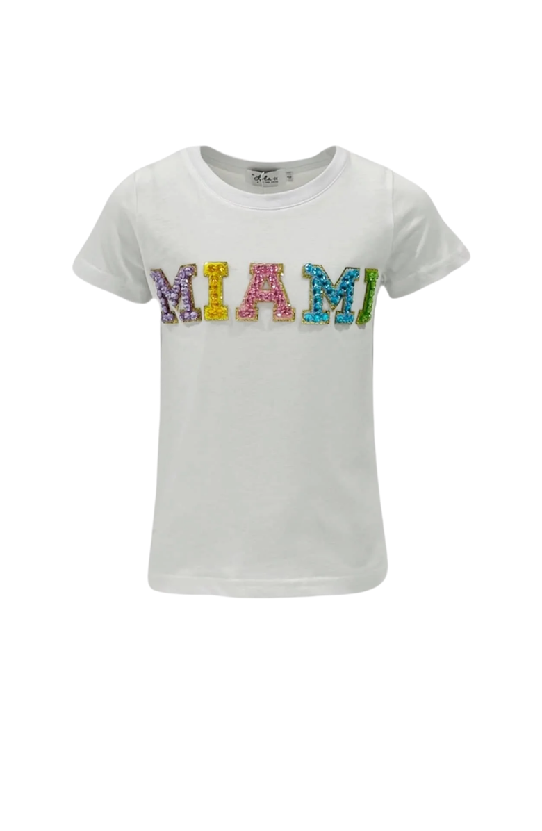 Lola + The Boys Crystal Miami T-shirt, Main, color, White