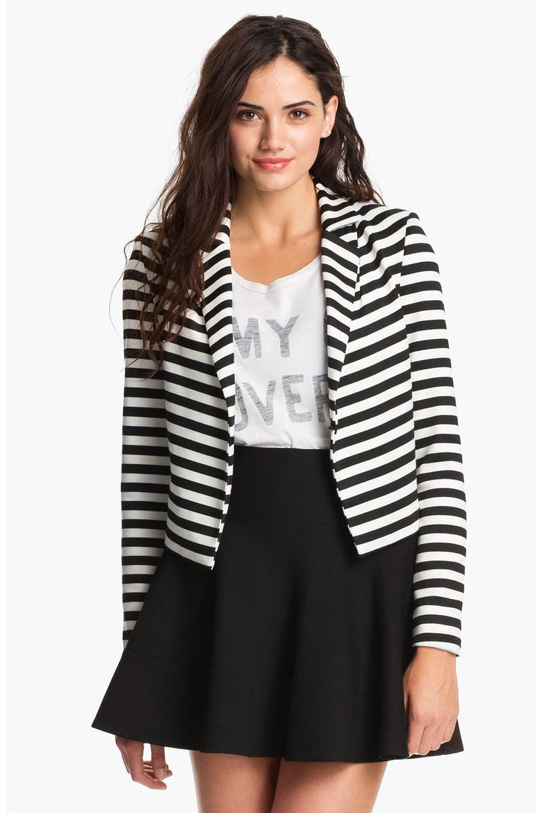 Op-Art Stripe Blazer, Main, color, BLACK/ WHITE