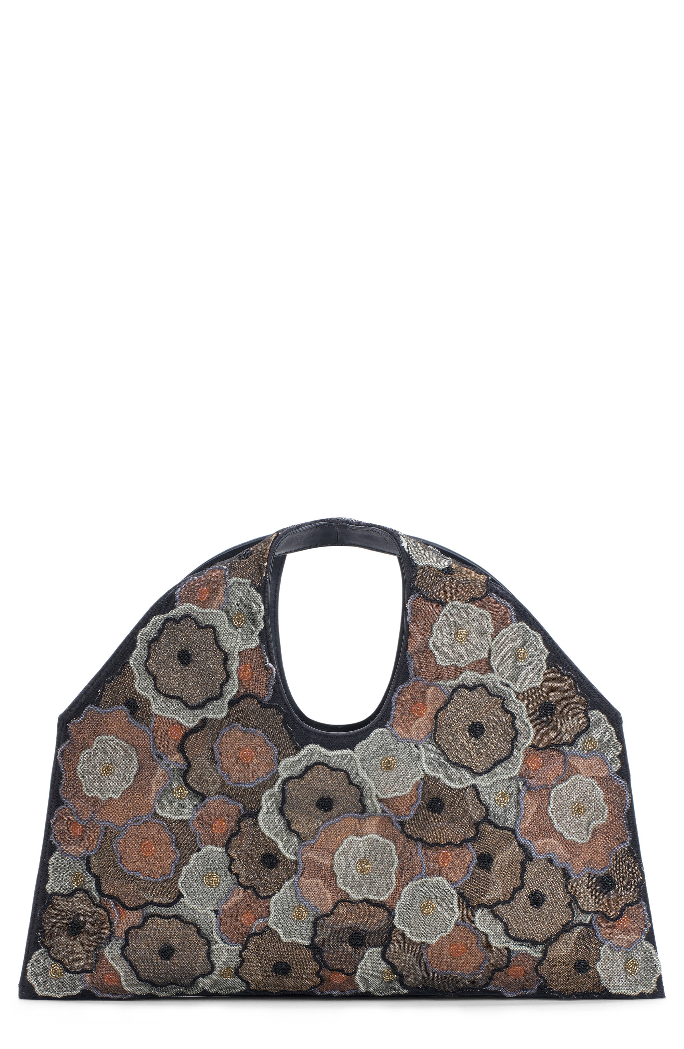 Le Sac Metallic Leather Bag, Main, color, BLACK FLORINA