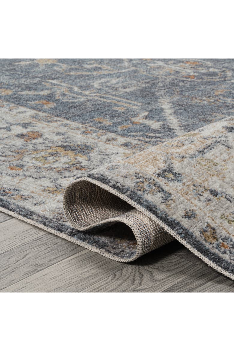 Brandy Rustic Border Low-Pile Machine-Washable Area Rug, Alternate, color, Dark Gray/Cream
