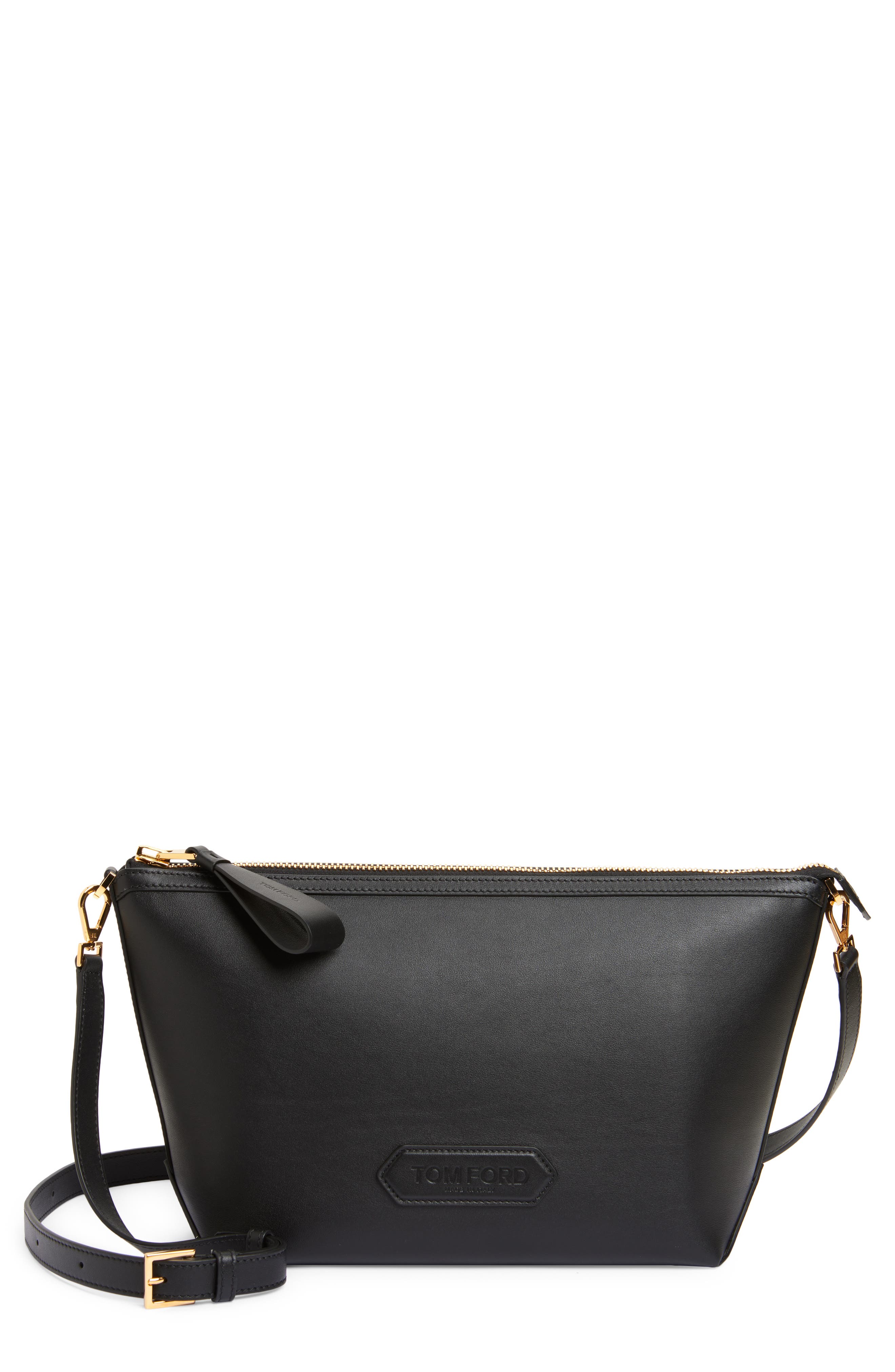 TOM FORD Smooth Leather Messenger Bag, Main, color, 