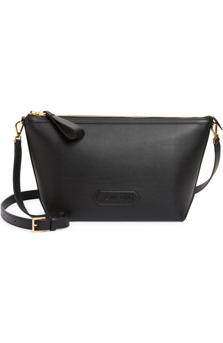 TOM FORD Smooth Leather Messenger Bag, Main, color,