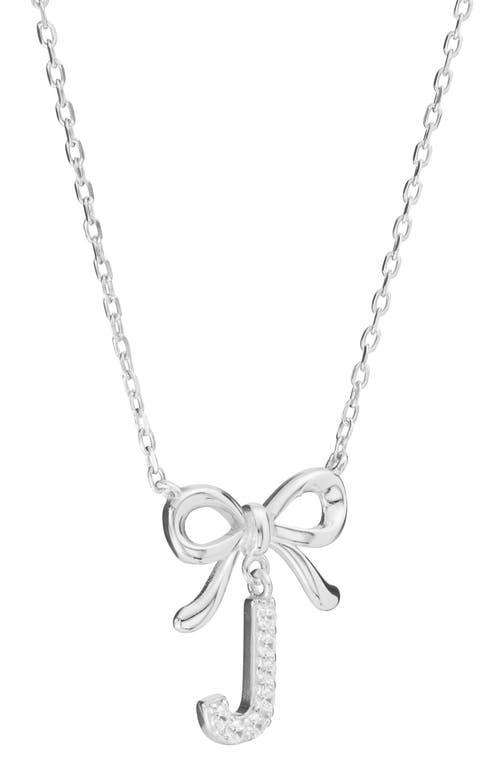 Athra Luxe Cubic Zirconia Bow Initial Pendant Necklace In Metallic
