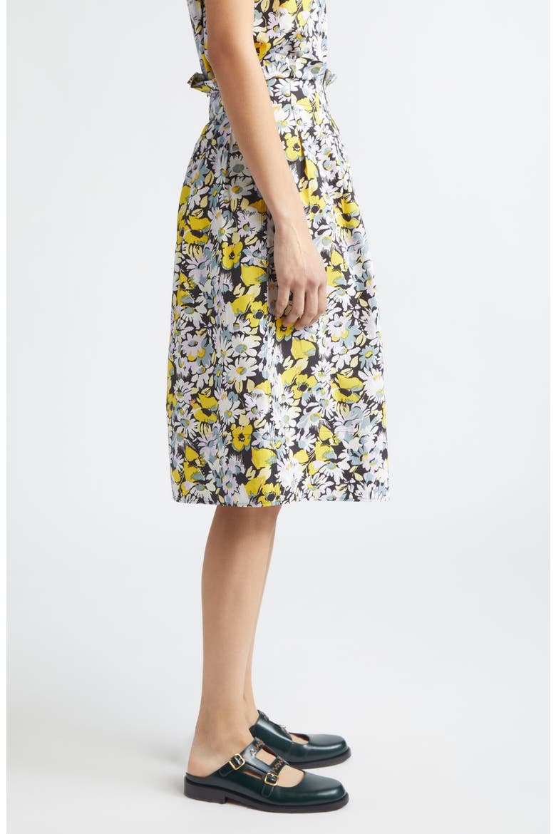 Pop Flowers Print High Waist Cotton Skirt, Alternate, color, PFY56 MAIZE