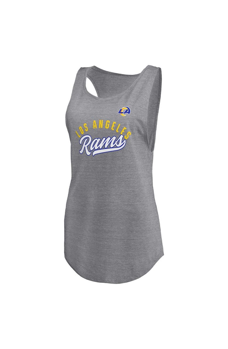 FANATICS Women's Fanatics Branded Heathered Gray Los Angeles Rams Quality Time Scoop Neck Tri-Blend Tank Top, Alternate, color,