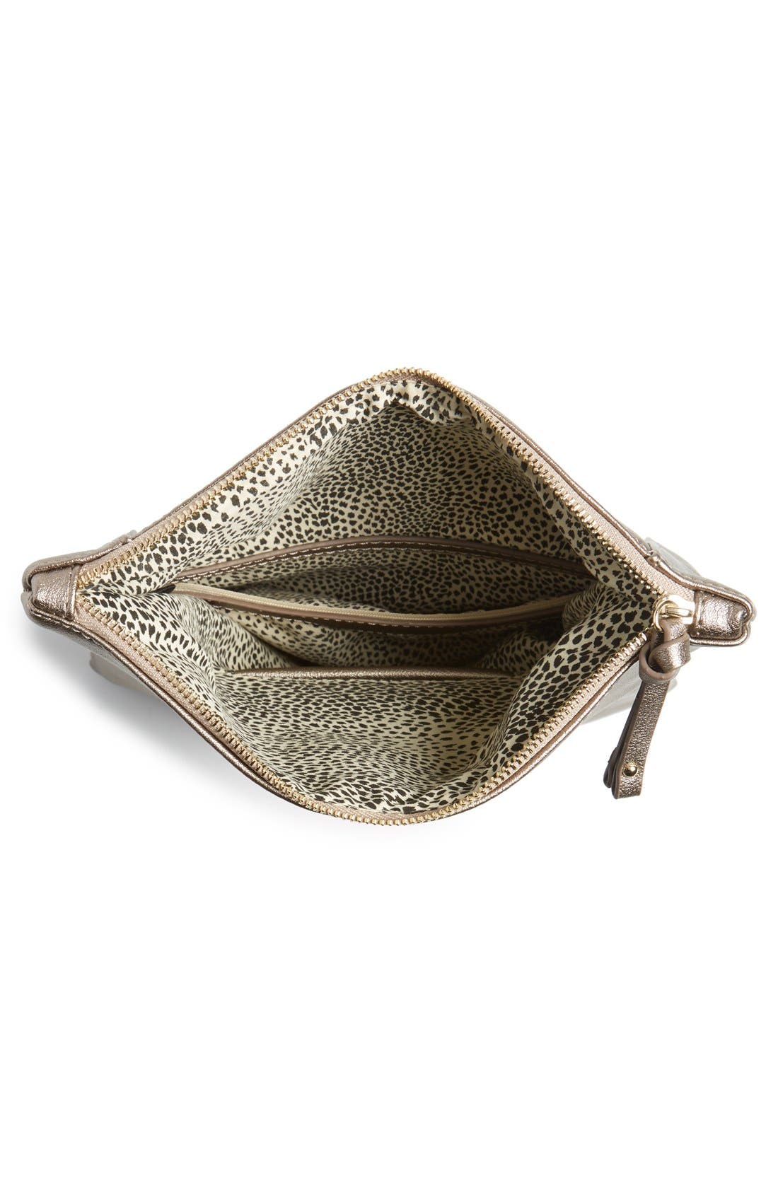 Marlena Faux Leather Foldover Clutch, Alternate, color, BRONZE