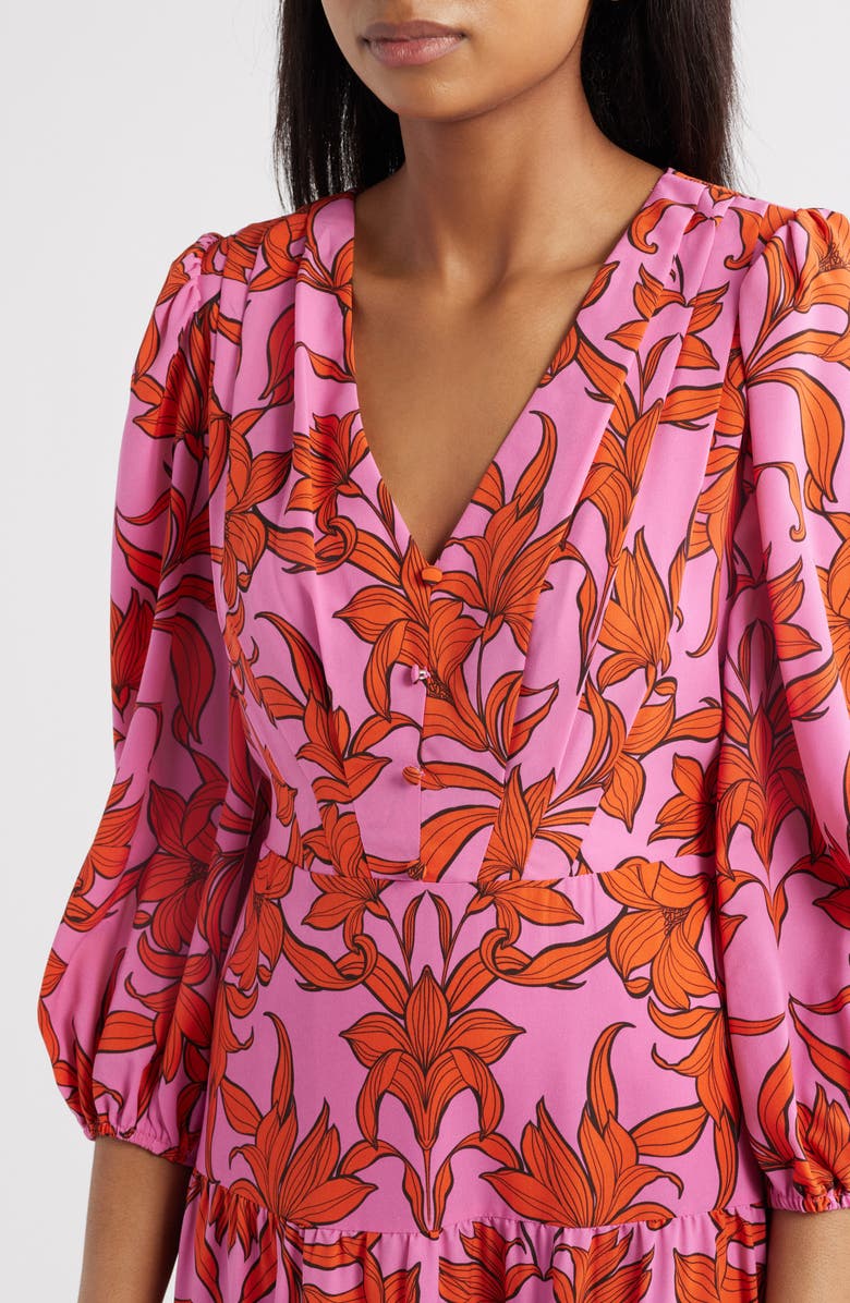 Vince Camuto Print Long Sleeve Ruffle Hem Maxi Dress, Alternate, color,