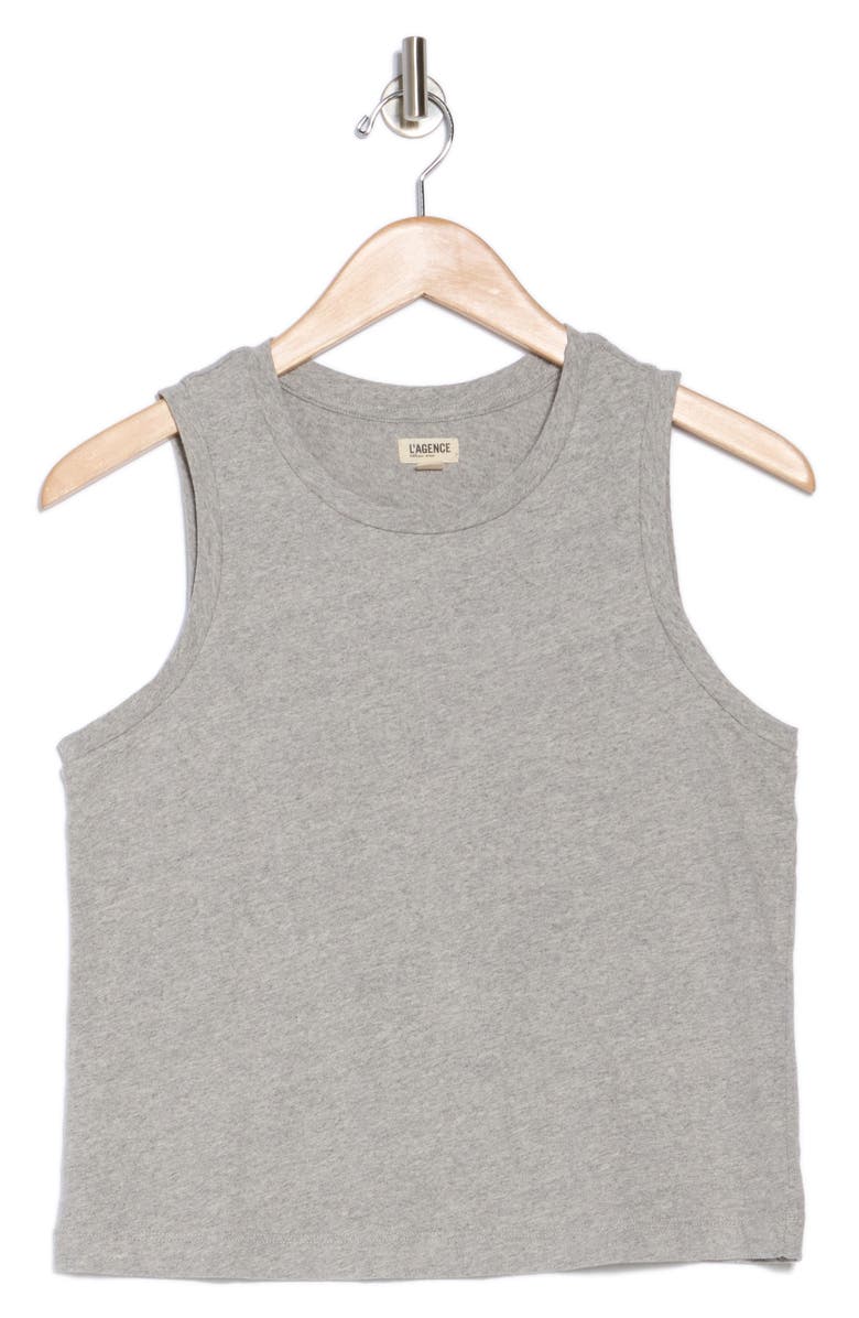 L'AGENCE Mikaela Crop Tank, Alternate, color, Heather Grey