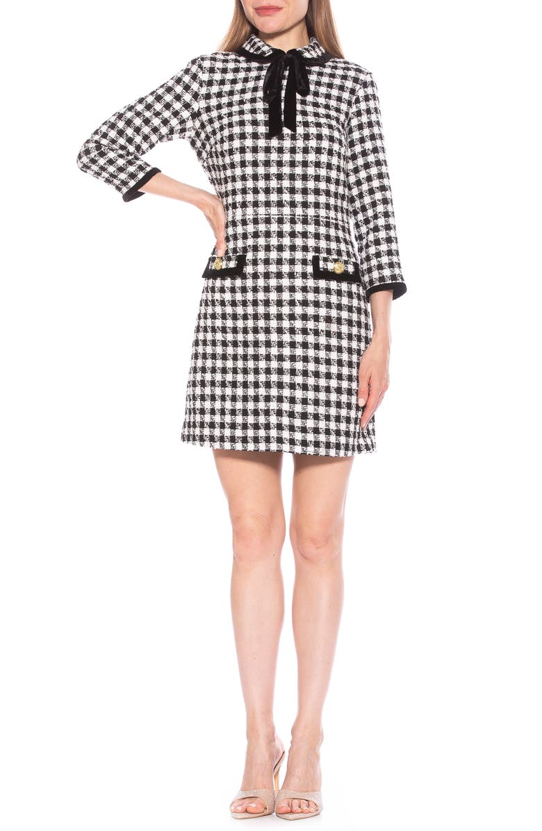 Alexia Admor Lexi Collared Tweed Dress, Main, color, Black Check