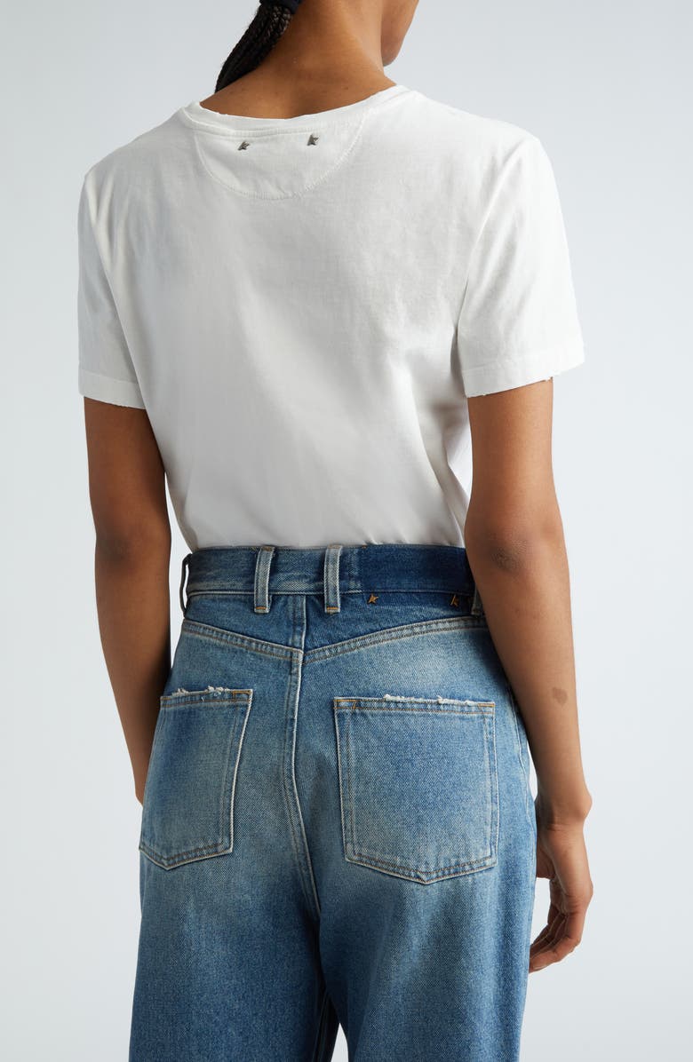 Golden Goose Distressed Slim Fit Cotton Jersey T-Shirt, Alternate, color, Vintage White