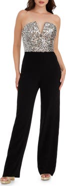 Dress the Population Fernanda Sequin Bodice Strapless Jumpsuit