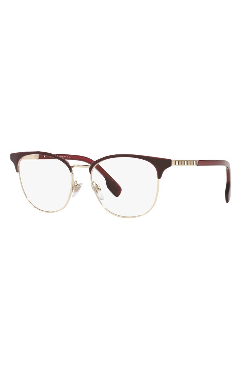 Burberry Sophia 52mm Square Optical Glasses, Alternate, color, Light Gold/ Burgundy