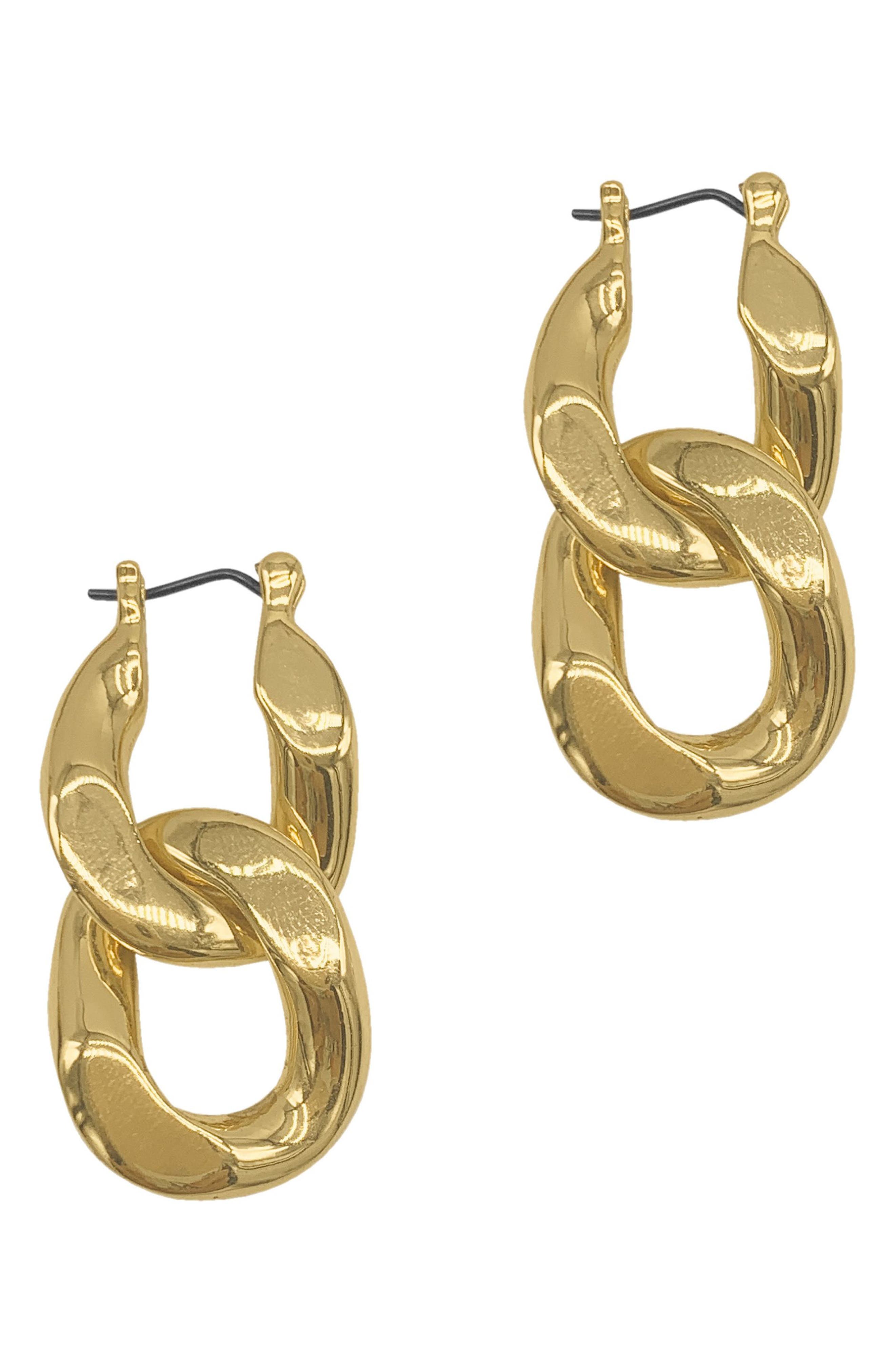 Huxley 18k Gold Plated Curb Chain Hoop Earrings