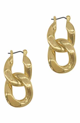 Huxley 18k Gold Plated Curb Chain Hoop Earrings