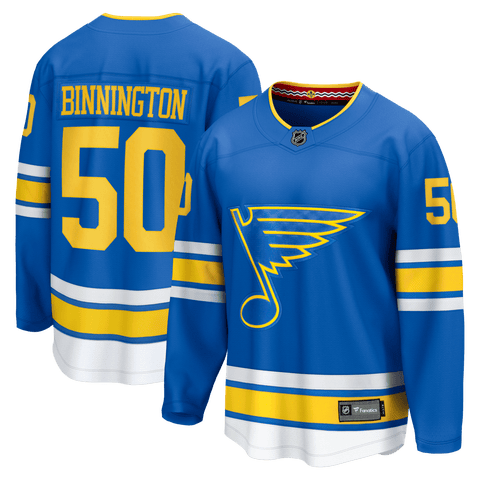 Men's Fanatics Jordan Binnington Blue St. Louis Blues Home Breakaway Jersey