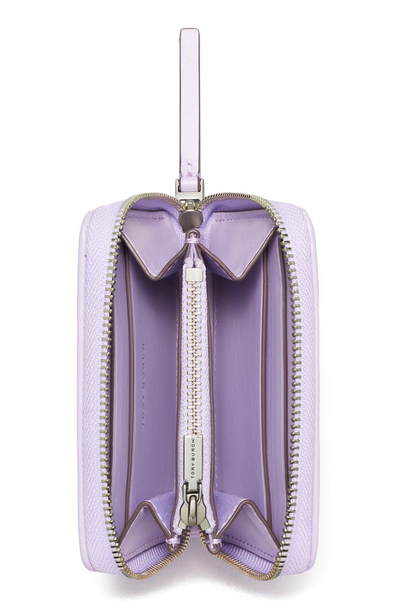 Tory Burch Small Kira Clover Diamond Quilted Leather Zip Wallet, Alternate, color,