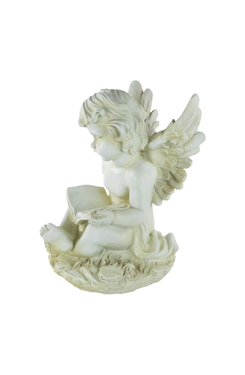 Northlight 11.5" Cherub Angel with Book Outdoor Garden Statue, Alternate, color, Ivory